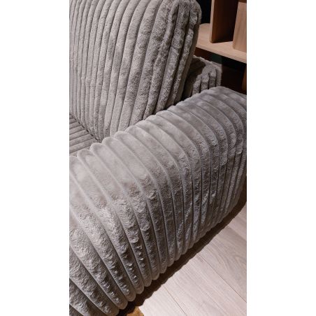 Canapé 2,5 places fixes DIMITRI 224 cm en tissu velours côtelé gris étain