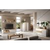 Buffet 3 portes 156 cm CRONOS BLANC CADIZ avec décor partiel cadiz en facade et LED inclus