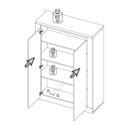 Buffet haut 2 portes CRONOS BLANC MERCURE avec LED inclus