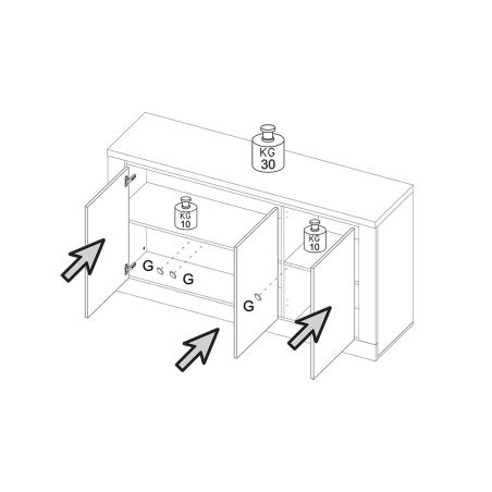 Buffet 3 portes CRONOS BLANC CADIZ avec LED inclus