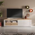 Meuble TV 210 cm CRONOS BLANC CADIZ V2 avec LED inclus