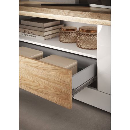 Meuble TV 210 cm CRONOS BLANC CADIZ V2 avec LED inclus