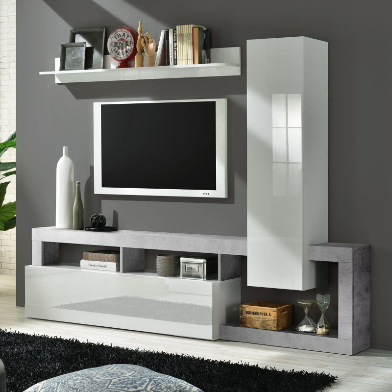 Ensemble meuble TV design BURGA BETON 219 cm