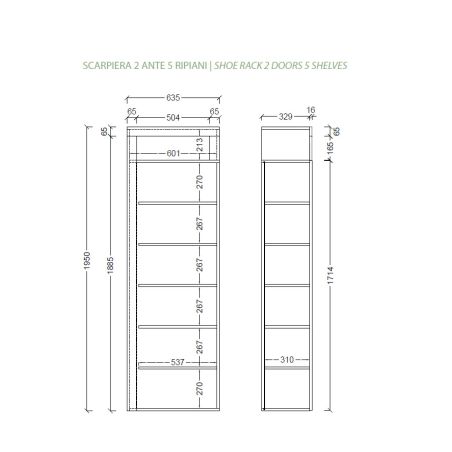 Armoire d'entrée BURGA en décor chêne cadiz avec 2 portes miroirs