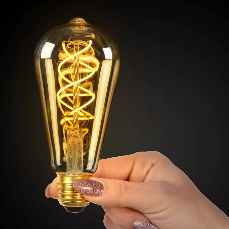 Ampoule filament LED ST64 - culot E27 - Ø 6,4 cm - 1x4,9W 2200K - Ambre - de la marque LUCIDE