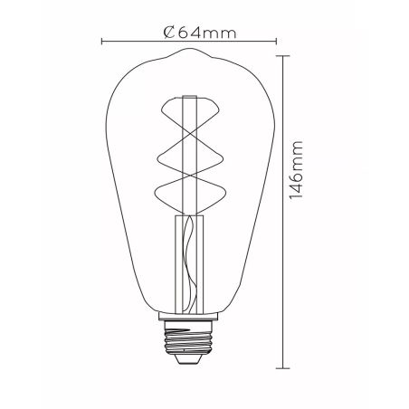Ampoule filament LED ST64 - culot E27 - Ø 6,4 cm - 1x4,9W 2200K - Ambre - de la marque LUCIDE