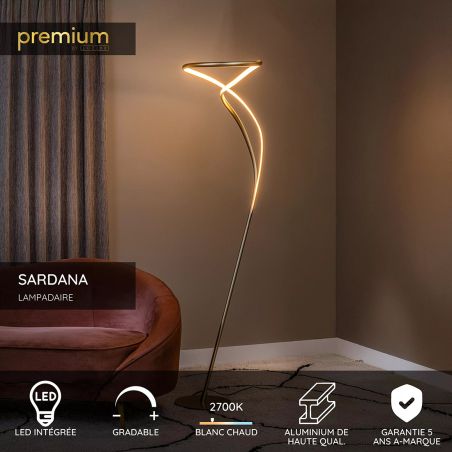 Lampadaire SARDANA - Ø 44 cm - Or Mat / Laiton - de la marque LUCIDE | Premium
