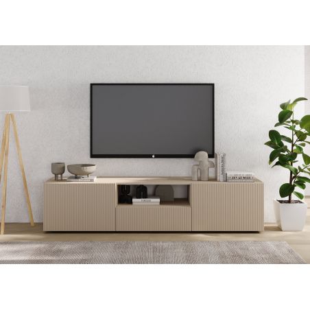 Meuble TV 181 cm JANEIRO CACHEMIRE avec 2 portes 1 tiroir et 1 niche