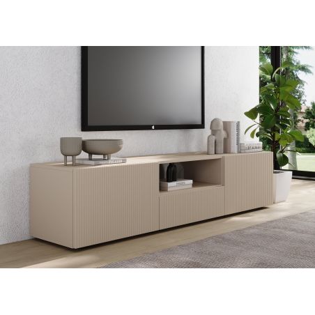 Meuble TV 181 cm JANEIRO CACHEMIRE avec 2 portes 1 tiroir et 1 niche
