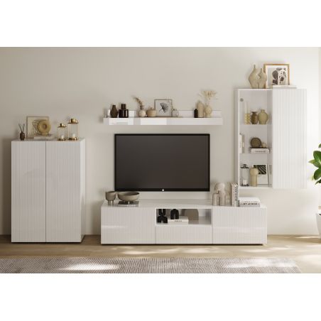 Ensemble meuble TV contemporain JANEIRO BLANC 300 x 200 cm