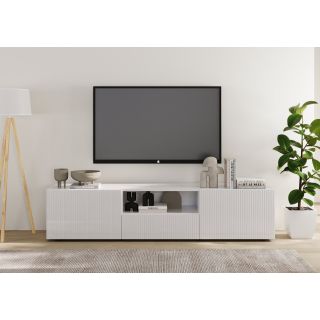 Meuble TV 181 cm JANEIRO BLANC avec 2 portes 1 tiroir et 1 niche