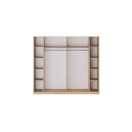 Armoire 244 cm KIRAN en décor chêne clair avec 2 portes coulissantes