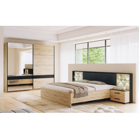 Chambre adulte KIRAN en décor chêne clair