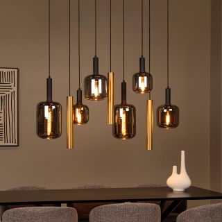 Suspension JOANET - 6xE27 - Laiton - de la marque LUCIDE
