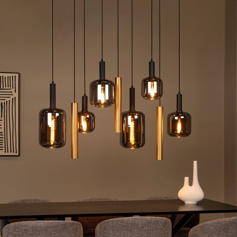 Suspension JOANET - 6xE27 - Laiton - de la marque LUCIDE