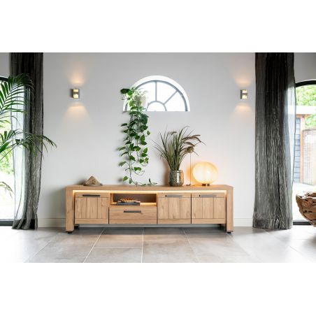Delmonte, lowboard 200 cm. - 3-portes + 1-tiroir + 1-niche (LED + variateur) - Henders and Hazel