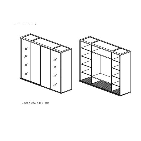 Armoire 200 cm CASPIAN avec 2 portes coulissantes