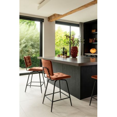 Manou, chaise de bar - off black - tissu Karese - Henders and Hazel