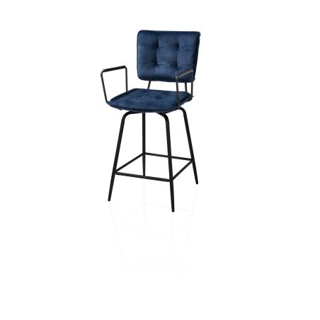 Manou, chaise de bar avec accoudoirs - off black - tissu Karese - Henders and Hazel