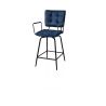 Manou, chaise de bar avec accoudoirs - off black - tissu Karese - Henders and Hazel