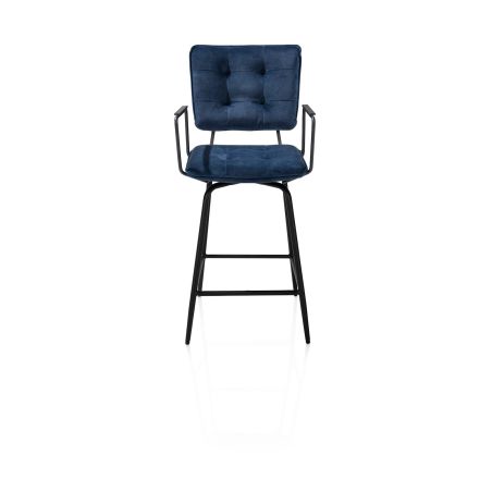 Manou, chaise de bar avec accoudoirs - off black - tissu Karese - Henders and Hazel