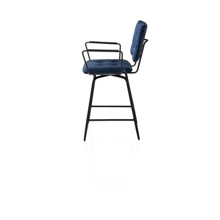 Manou, chaise de bar avec accoudoirs - off black - tissu Karese - Henders and Hazel