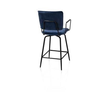 Manou, chaise de bar avec accoudoirs - off black - tissu Karese - Henders and Hazel