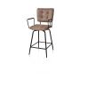 Manou, chaise de bar avec accoudoirs - off black - tissu Karese - Henders and Hazel