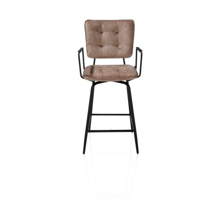 Manou, chaise de bar avec accoudoirs - off black - tissu Karese - Henders and Hazel