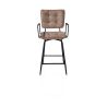 Manou, chaise de bar avec accoudoirs - off black - tissu Karese - Henders and Hazel
