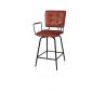 Manou, chaise de bar avec accoudoirs - off black - tissu Karese - Henders and Hazel
