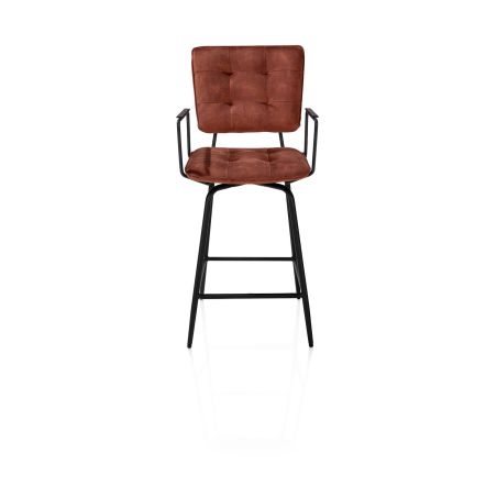 Manou, chaise de bar avec accoudoirs - off black - tissu Karese - Henders and Hazel