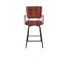 Manou, chaise de bar avec accoudoirs - off black - tissu Karese - Henders and Hazel