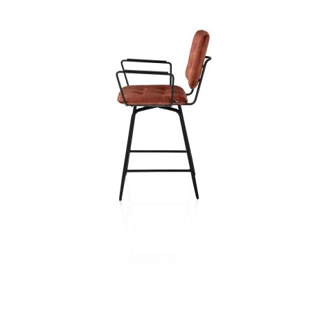 Manou, chaise de bar avec accoudoirs - off black - tissu Karese - Henders and Hazel