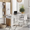 Bureau GW-MONTERIA 160 cm blanc avec tablette avec support en verre de sécurité