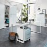 Bureau GW-MONTERIA 160 cm blanc avec tablette avec support en verre de sécurité