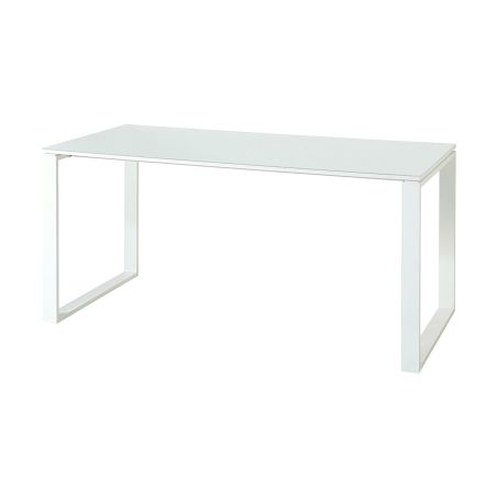 Bureau GW-MONTERIA 160 cm blanc avec tablette avec support en verre de sécurité
