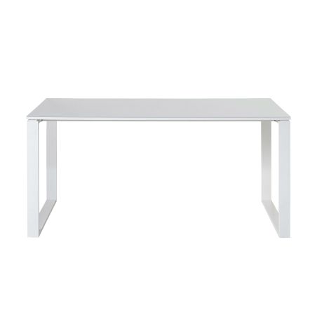 Bureau GW-MONTERIA 160 cm blanc avec tablette avec support en verre de sécurité