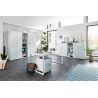 Bureau GW-MONTERIA 160 cm blanc avec tablette avec support en verre de sécurité