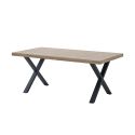 Table de repas GREGORY en 190 cm ou 220 cm avec pieds X en métal