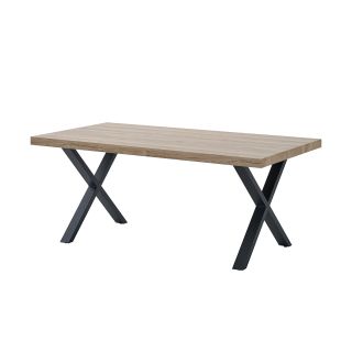 Table de repas GREGORY en 190 cm ou 220 cm avec pieds X en métal