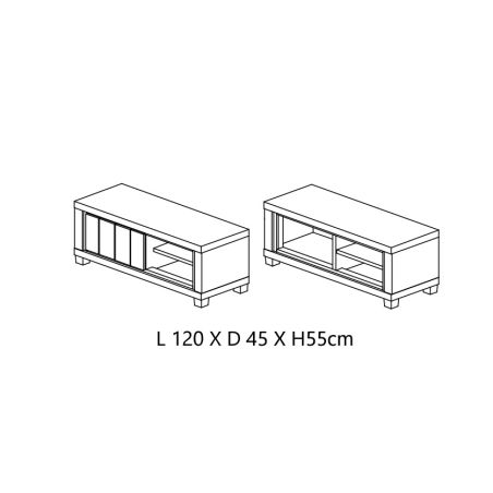 Meuble TV 120 cm GREGORY avec 1 porte et 2 niches
