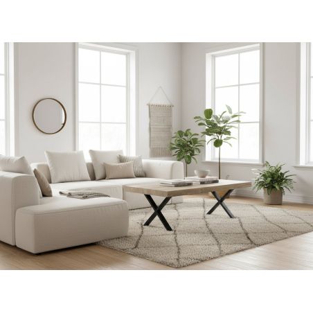 Table basse 130 cm GREGORY avec pied X en métal