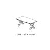 Table basse 130 cm GREGORY avec pied X en métal