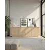 Buffet 230 cm MARIUS avec 4 portes en décor chêne clair