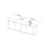 Buffet 230 cm MARIUS avec 4 portes en décor chêne clair