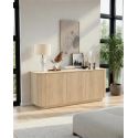 Buffet 180 cm MARIUS avec 3 portes en décor chêne clair