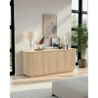 Buffet 180 cm MARIUS avec 3 portes en décor chêne clair