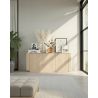 Buffet 180 cm MARIUS avec 3 portes en décor chêne clair