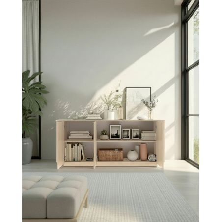 Buffet 180 cm MARIUS avec 3 portes en décor chêne clair